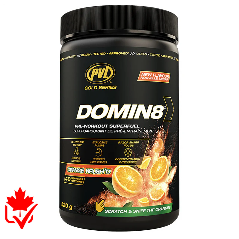 PVL Domin8 Pré-workout 520g Orange Krush - SynerFit Nutrition