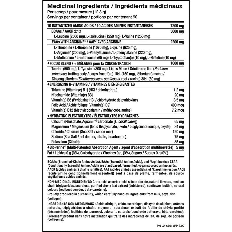 PVL EAA Complete 369g - Valeurs nutritives - SynerFit Nutrition