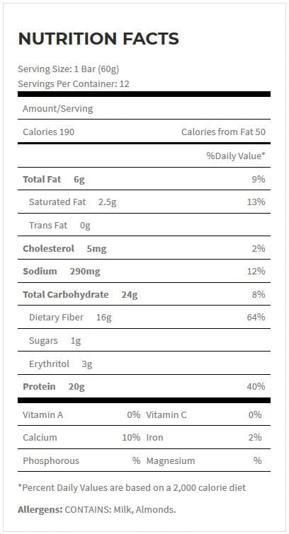 Quest Barre Protéinée - Valeurs nutritives - SynerFit Nutrition