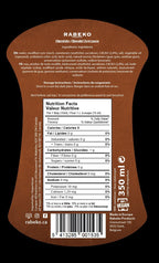 Rabeko Chocolate Zero Sauce 350ml — étiquette arrière avec ingrédients et valeurs nutritionnelles