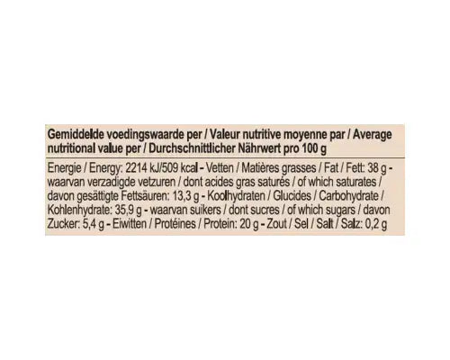 Rabeko Chocolate Hazelnut Spread 350g — tableau des valeurs nutritionnelles