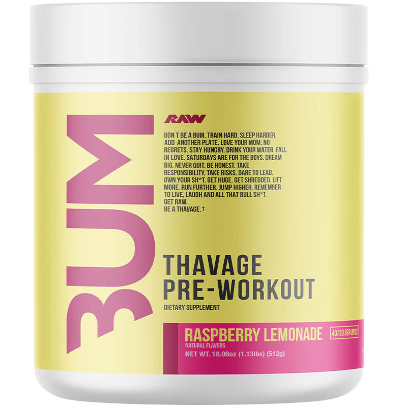 CBUM Thavage Pré-workout 512g 40 portions Raspberry Lemonade - SynerFit Nutrition