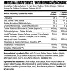 Ryse Godzilla Pré-Workout 796g Monsterberry Lime - Valeurs nutritives - SynerFit Nutrition