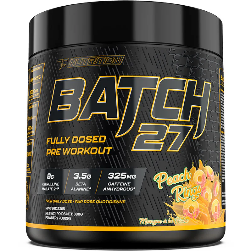 TC Nutrition Batch 27 Pré-workout 380g 40 portions Peach Rings - SynerFit Nutrition