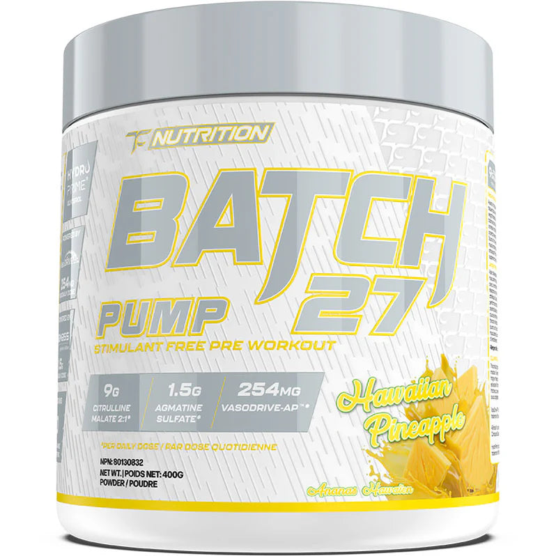 TC Nutrition Batch 27 Pump Stim Free 240g Hawaiian Pineapple - Pré-Entraînement Sans Stimulants Pump | SynerFit Nutrition