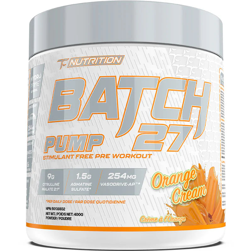 TC Nutrition Batch 27 Pump Stim Free 240g Orange Cream - Pré-Entraînement Sans Stimulants Pump | SynerFit Nutrition