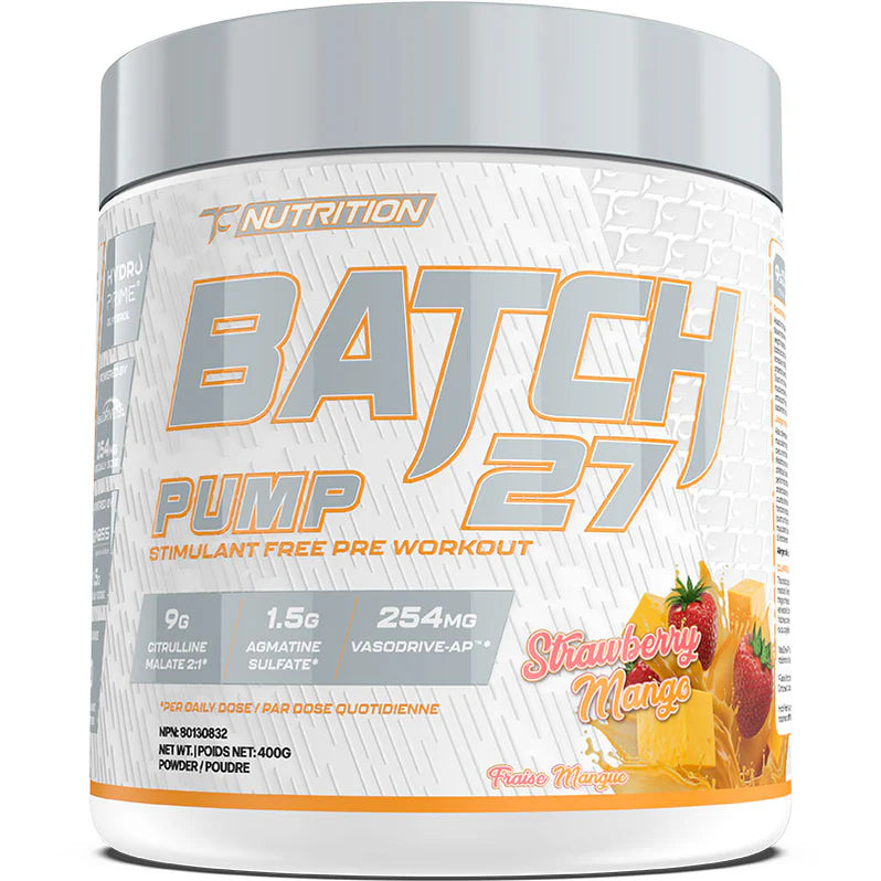 TC Nutrition Batch 27 Pump Stim Free 240g Strawberry Mango - Pré-Entraînement Sans Stimulants Pump | SynerFit Nutrition