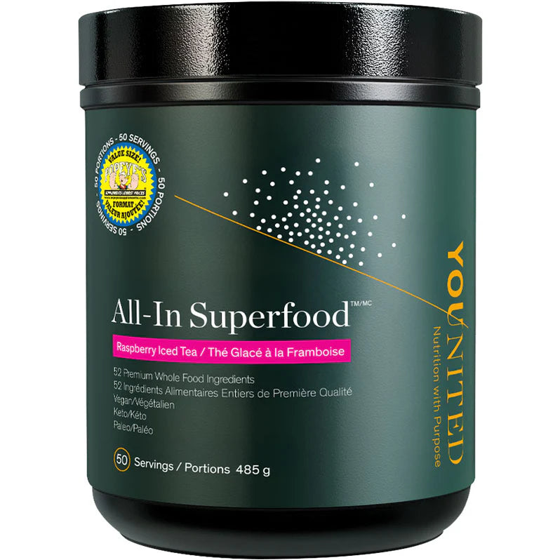 Younited All-In Superfood 485g Raspberry Iced Tea - Superaliments et vitalité - SynerFit Nutrition