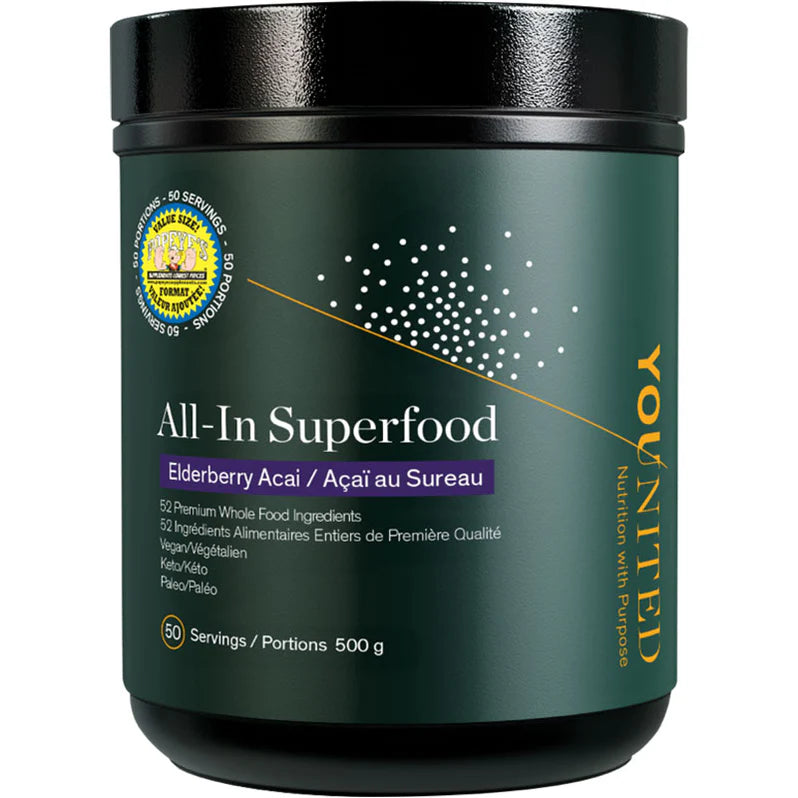 Younited All-In Superfood 500g Elderberry Acai - Superaliments et vitalité - SynerFit Nutrition